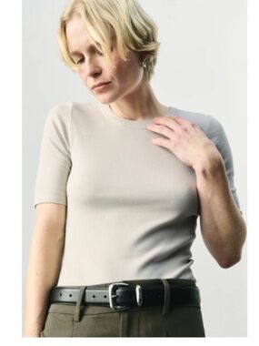 AYR The Exec Pima Cotton Ribbed T Shirt in Pelican Size XL